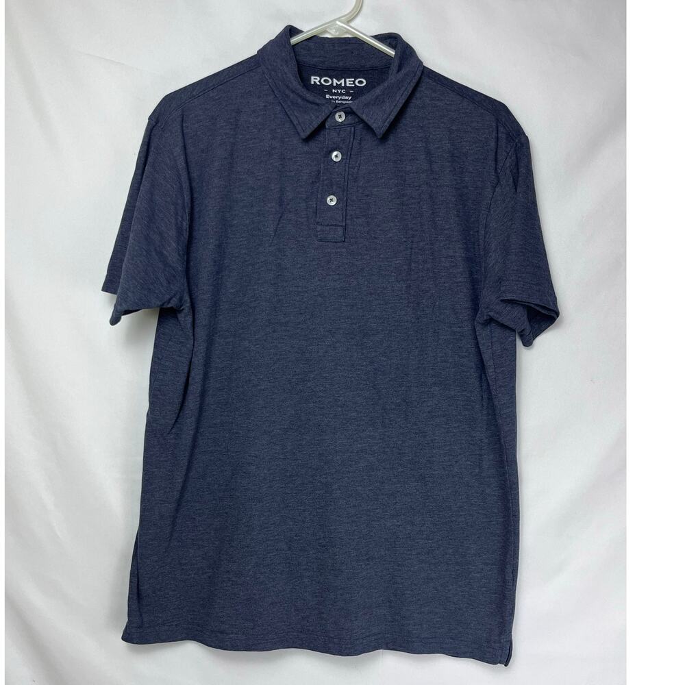 Romeo Nyc Men's Size Large Blue Short Sleeve 3 Button Polo Shirt Casual Comfort